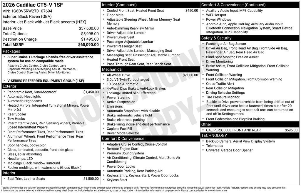 2026 Cadillac CT5-V V-Series