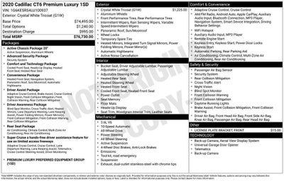 2020 Cadillac CT6 3.6L Premium Luxury