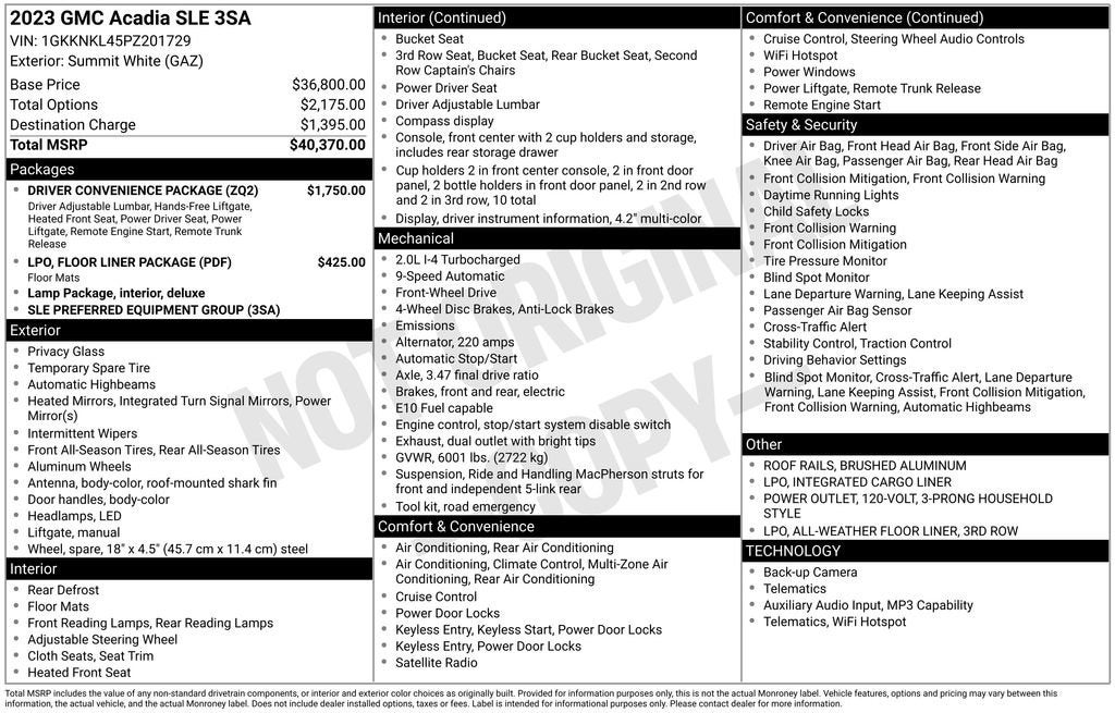 2023 GMC Acadia SLE