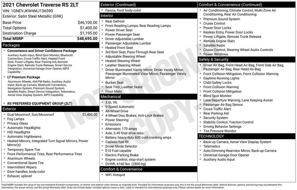 2021 Chevrolet Traverse RS