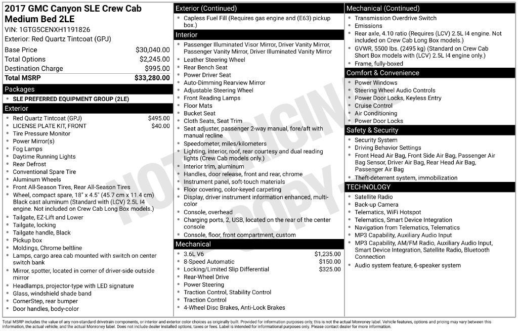 2017 GMC Canyon 2WD SLE