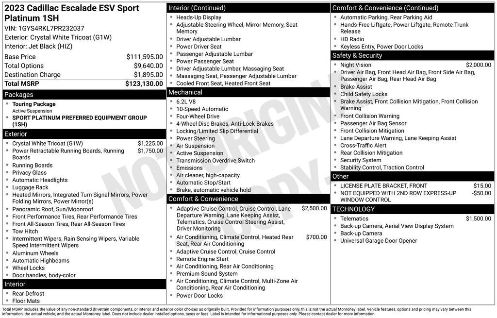 2023 Cadillac Escalade ESV Sport Platinum