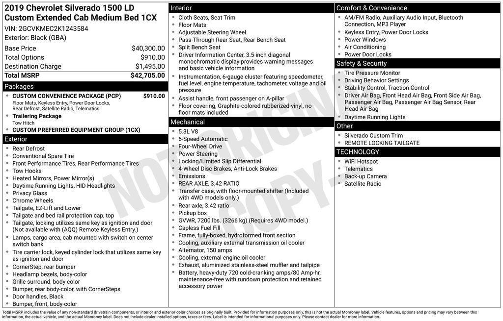 2019 Chevrolet Silverado LD Custom