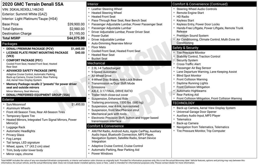 2020 GMC Terrain Denali