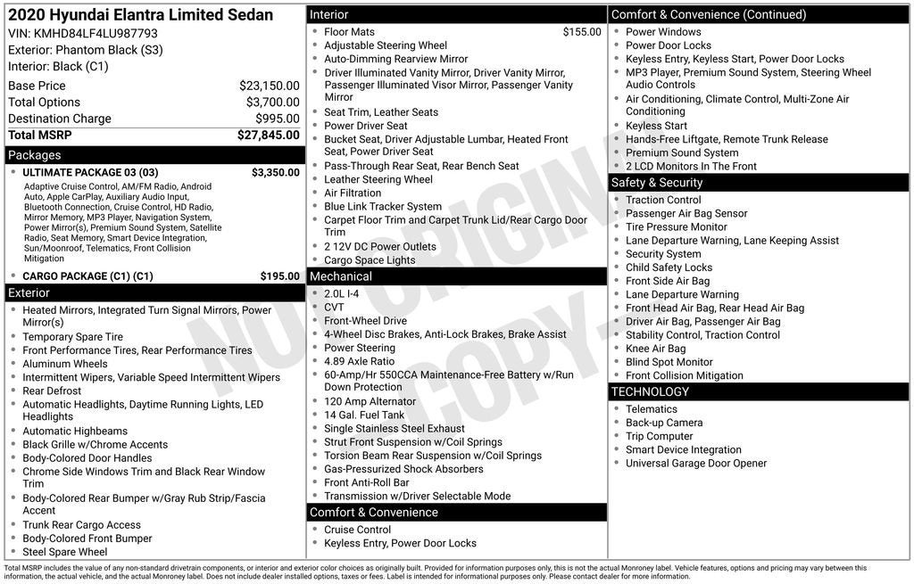 2020 Hyundai Elantra Limited