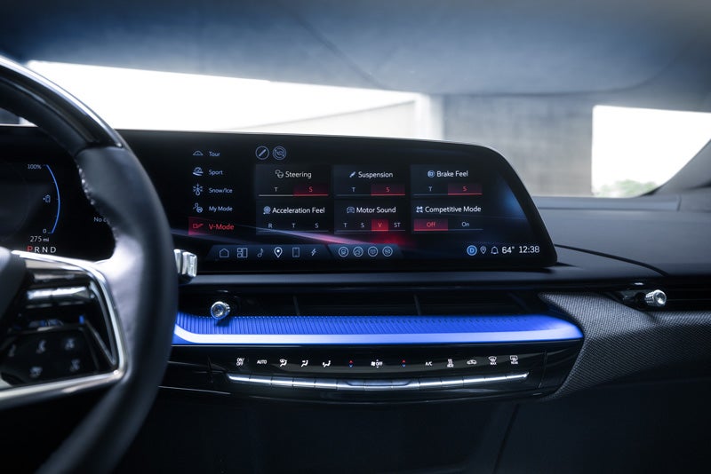 The 2026 OPTIQ-V Display Screen Displaying the V-Mode Settings | Lavery Cadillac in Alliance OH